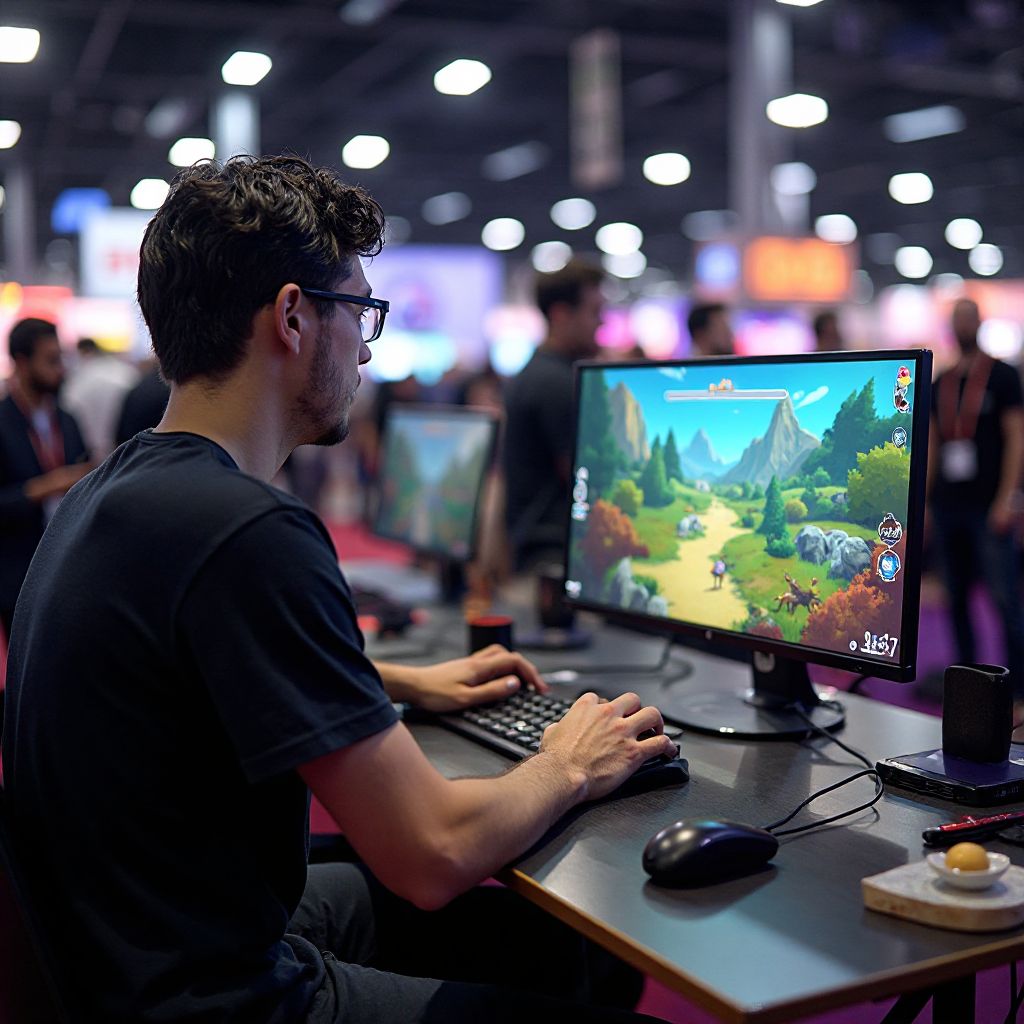 Indie game developer showcase booth at PlayWorld Expo