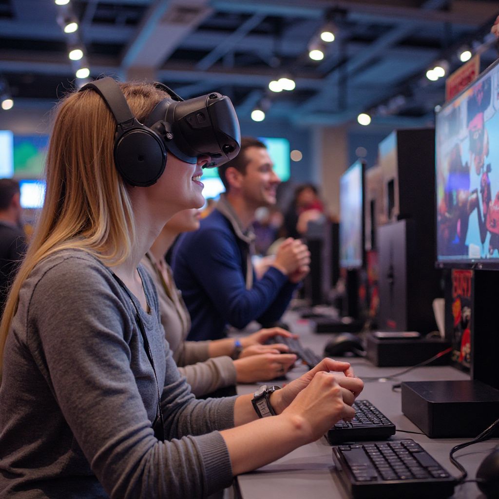 Gaming ambassador interacting with expo visitors